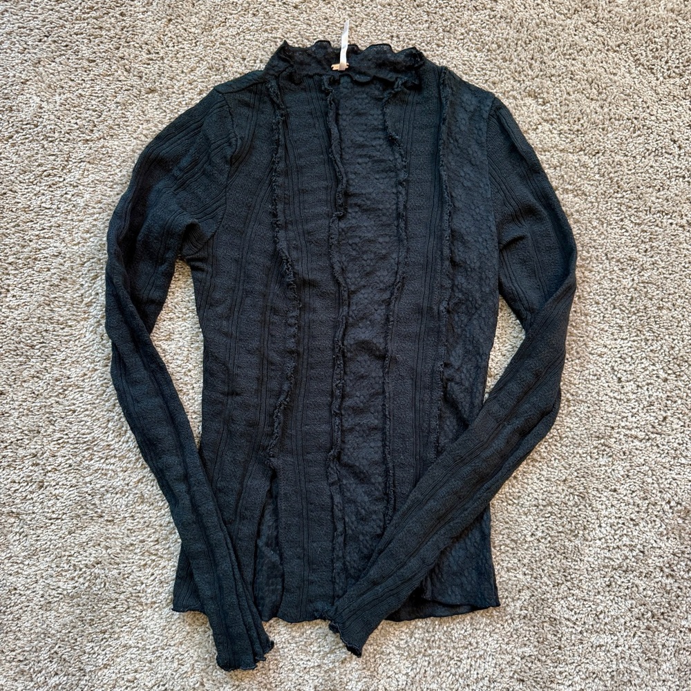 Free People Lula Top in Washed Black XS